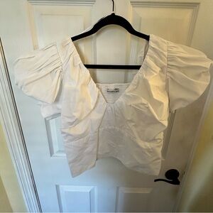 ABERCROMBIE WHITE BUBBLE SHORT SLEEVE BLOUSE (LIKE NEW)